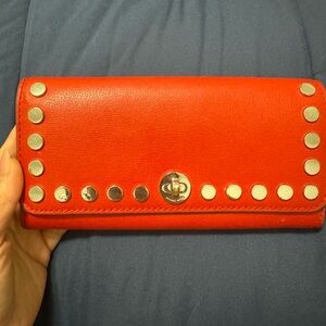 MICHAEL Michael Kors Red Silver Wallet Pebbled Leather